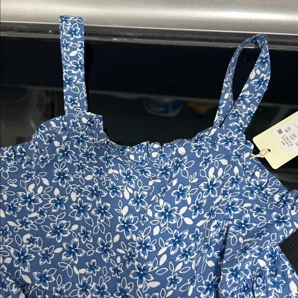Girls size 4 casual prairie flower print dress tank sleeves new nwt